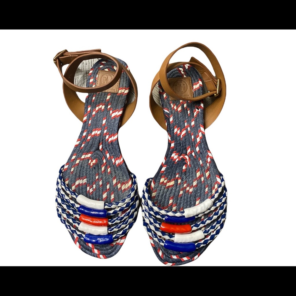 Tory Burch - Red, White & Blue Espadrille Flat Sandals